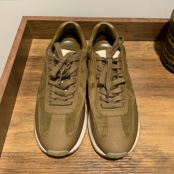 VINCE OHARA WOMEN'S OXFORD OLIVE LEATHER LACE UP SNEAKERS SZ 8 - Picture 2 of 12